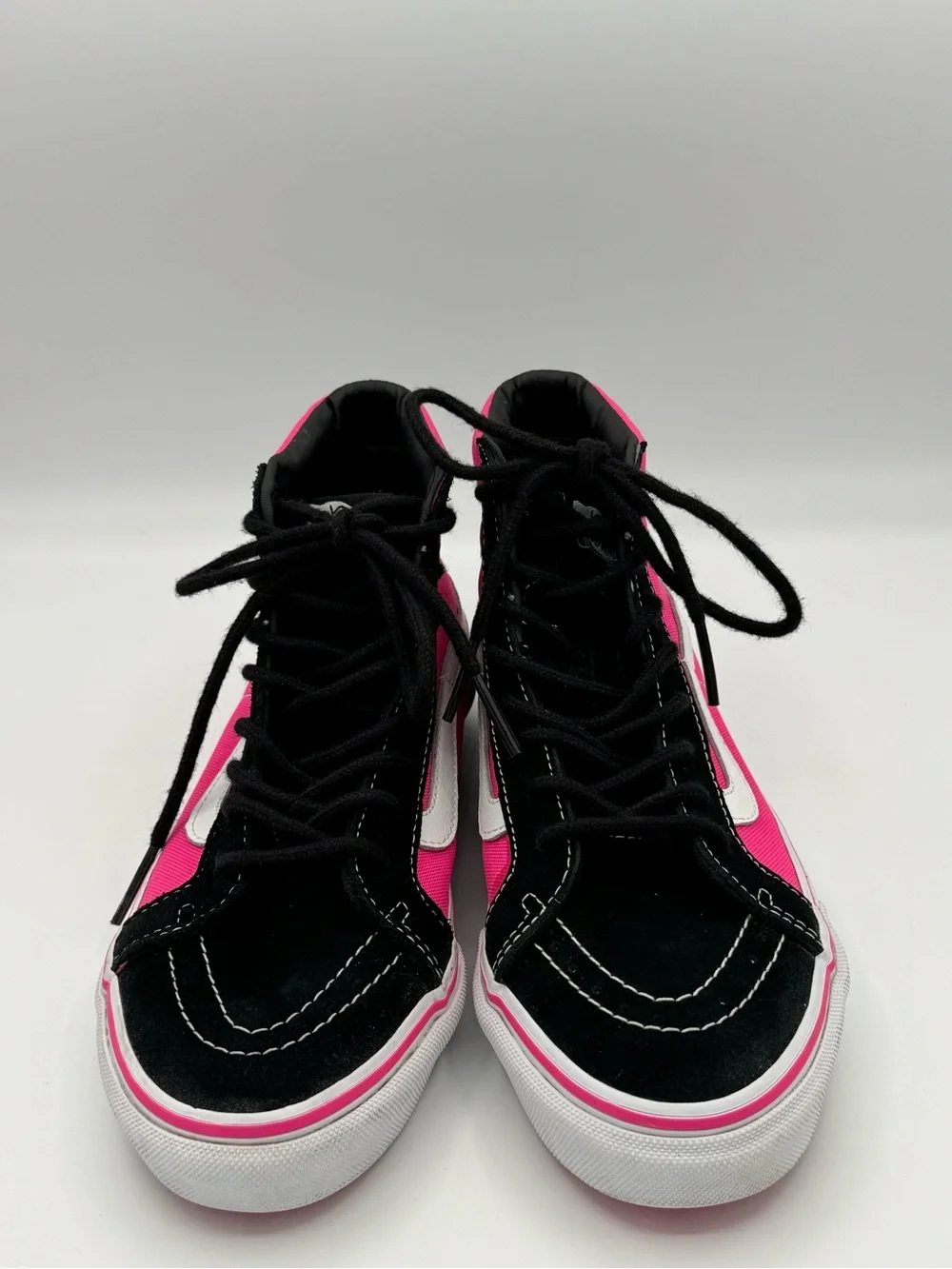 Vans Sk8- HiSlim Retro High Top Sneakers- Hot Pink and Black